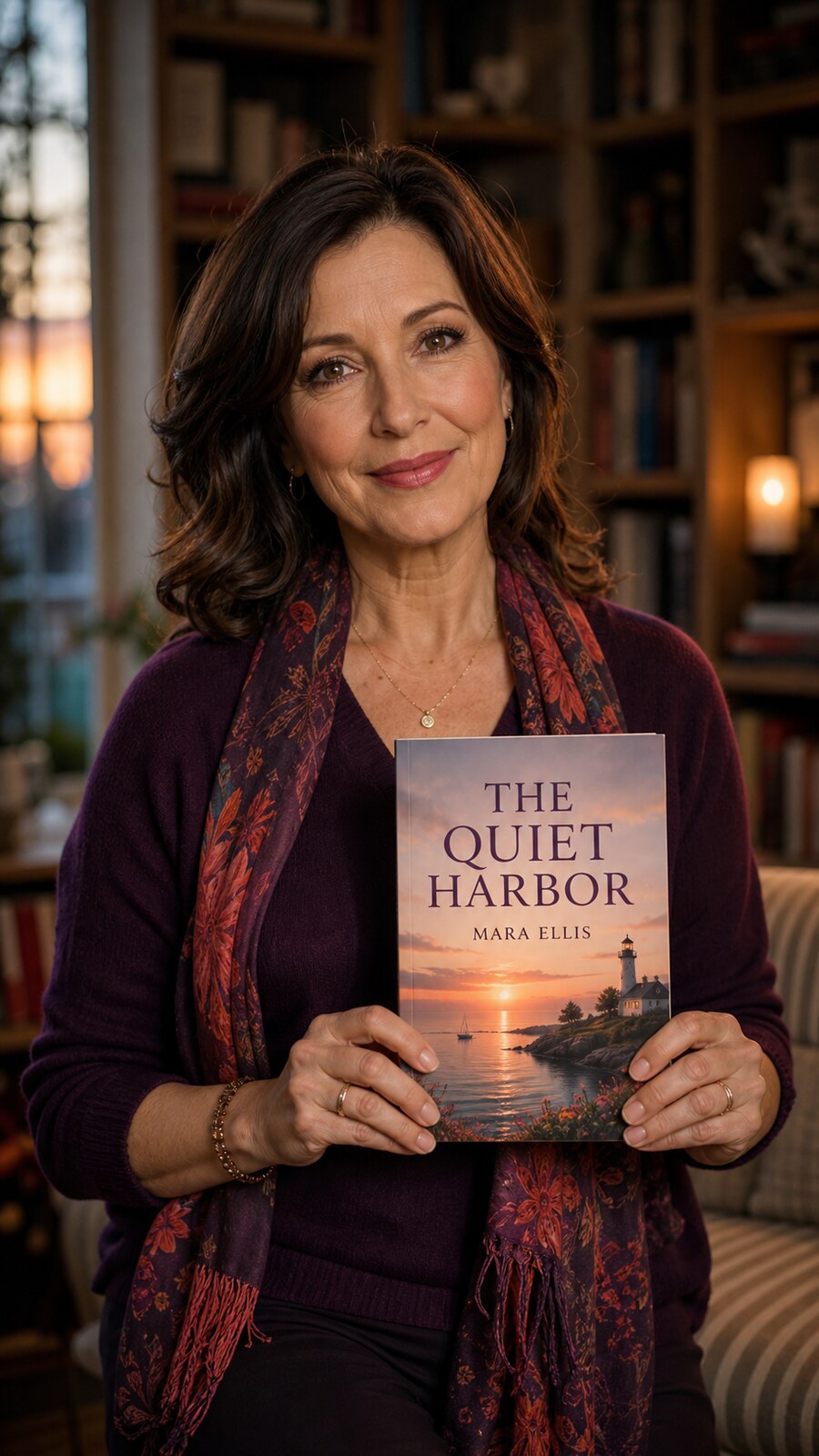 AI spokesperson holding a fictional book